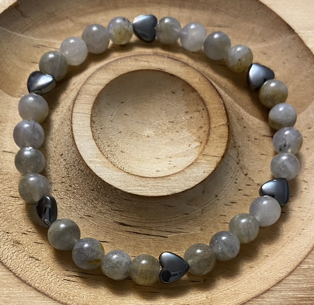 Labradorite &amp; hematite bracelet 