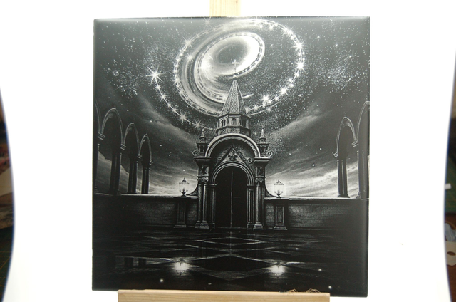Gravure Galactique sur Carrelage 20x20 – Cathédrale Cosmique & Spirale Stellaire