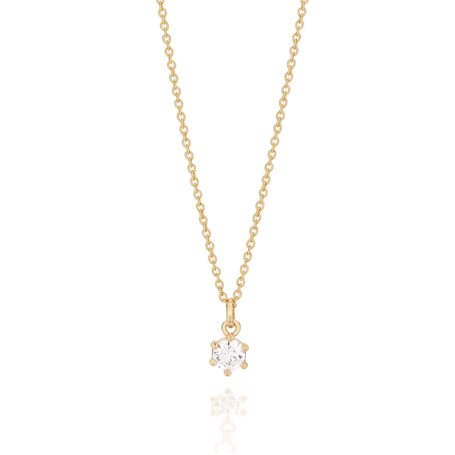 Gargantilha folheada a ouro com zircônia Branco