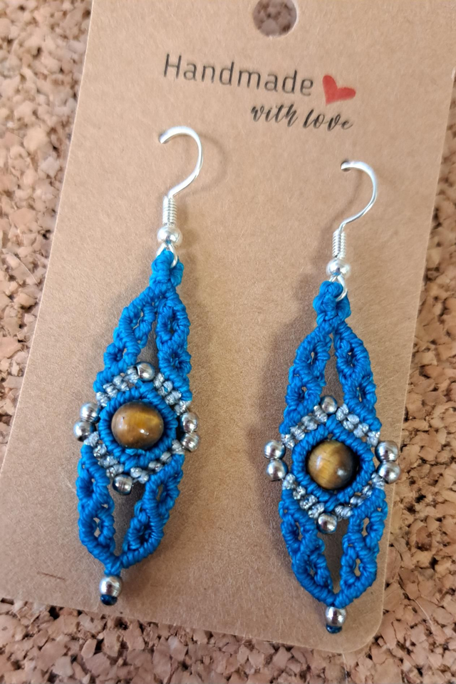 Boucles d'oreilles micro-macramé Arabesque