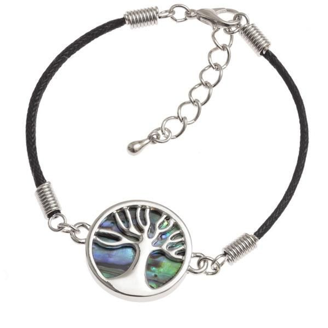 Classic tree of life design Paua shell cord bracelet
