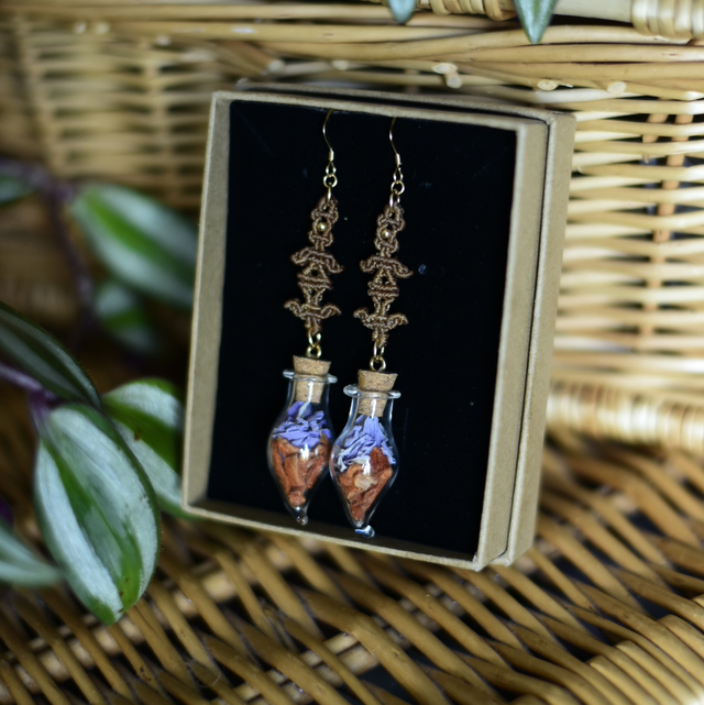 boucles d’oreilles fioles dagga &amp; lotus