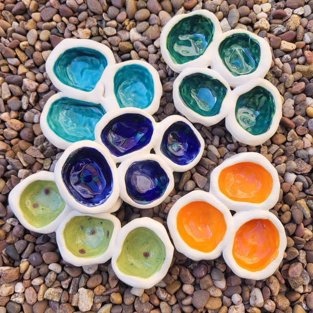 Multi Pocket Trinket Dish - 4 Pocket, Speckled Green