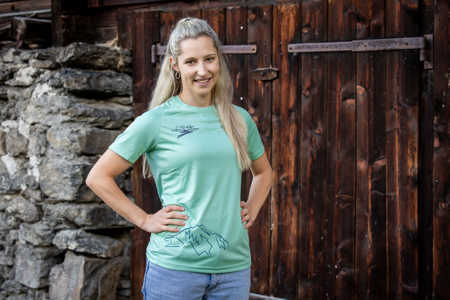 Running T-Shirt Damen thymian-grün