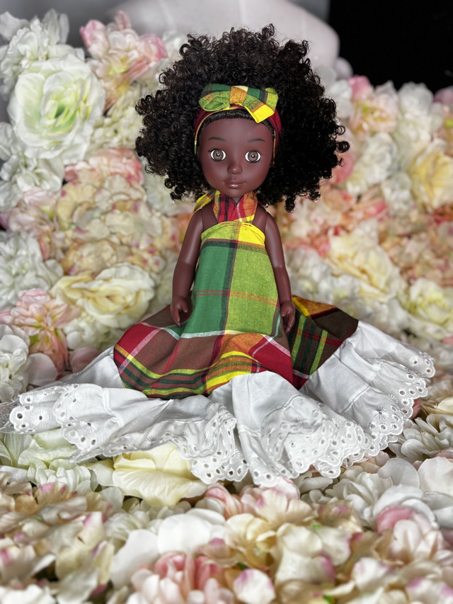 Poupée - Robe madras 100% Coton – Fait main