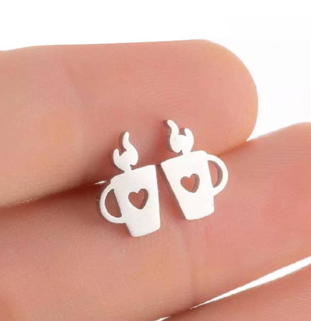 Steaming Mug Stud Earrings