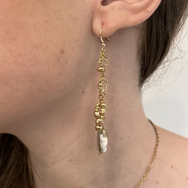 Boucles d'oreilles perle d'eau et verre