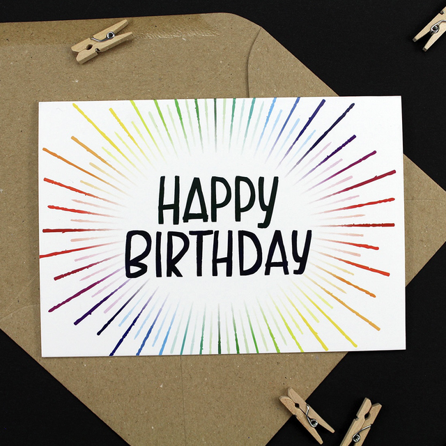 Sunburst Rainbow Abstract Birthday Card
