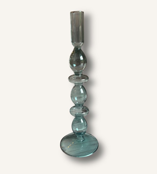 Blue Candlestick Holder Glass