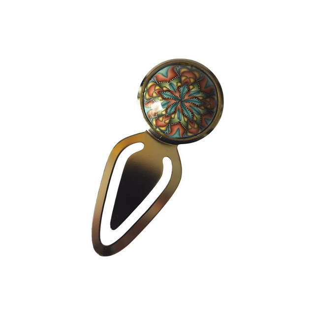 Marque page argenté mandala bleu vert