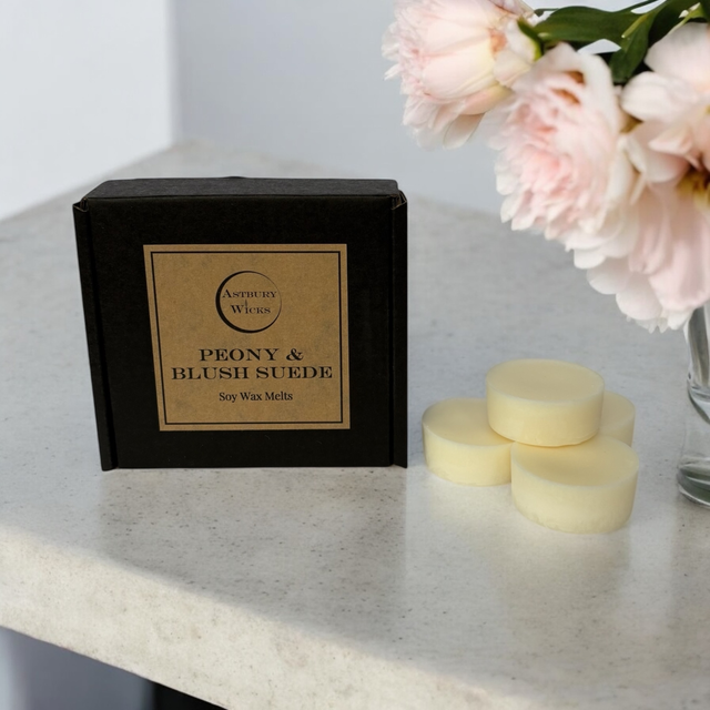 Peony &amp; Blush Suede Soy Wax Melts ~ 80g