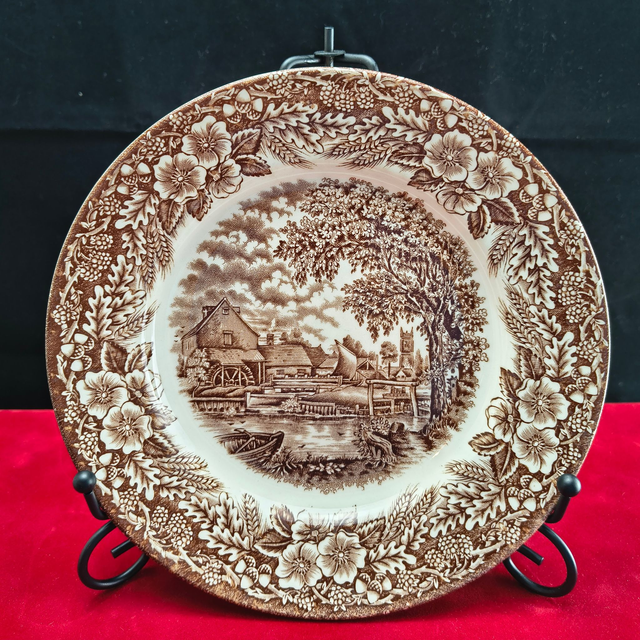 Broadhurst | Ontbijtbord Plat bord (diameter 20,0 cm | hoogte 2,5 cm) 'English scenery' motief in bruine kleur | Vintage