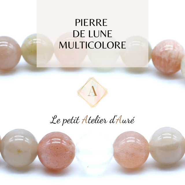 Pierre de Lune Multicolore : Bracelet en pierres naturelles sur mesure