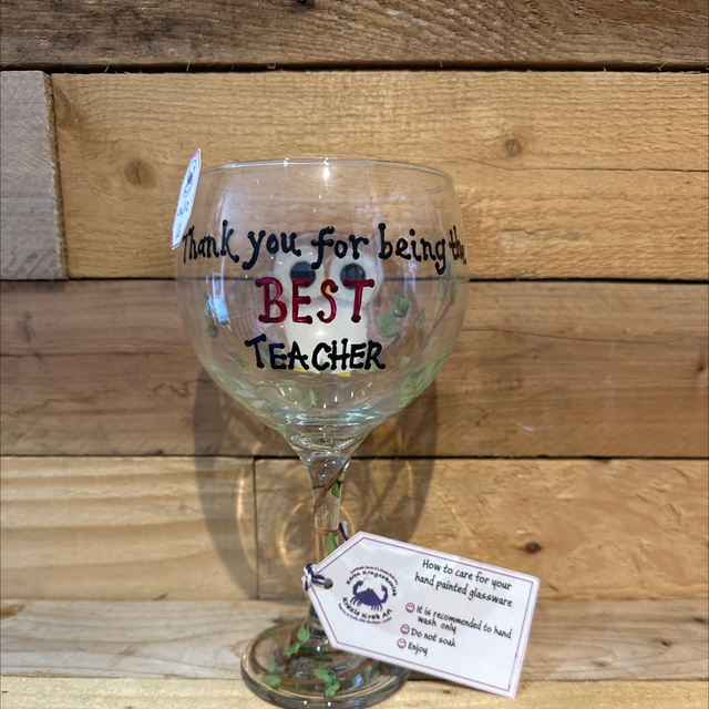 Owl Teacher Hand Painted Glass 