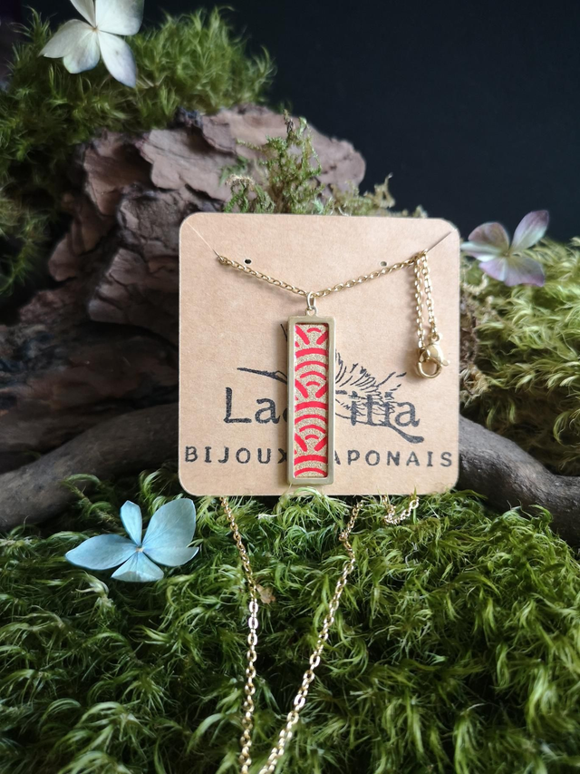 Collier - papier washi - vague - Seigaiha - laiton - La&Titia 