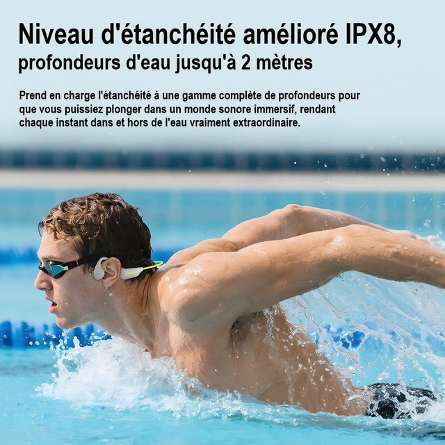 Langsdom IPX8 BE20 Casque Noir à conduction osseuse mémoire de 16 Go