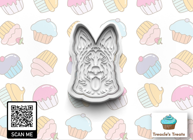 German Shepherd Head Fondant/cookie stamp with cutter