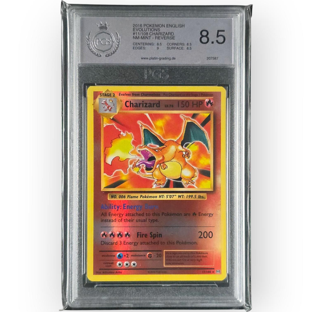 Glurak Reverse Holo 11/108 | PGS 8.5 | XY Evolutions | Englisch