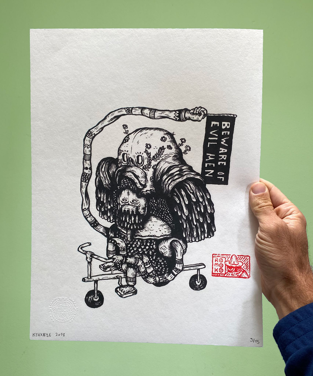 BEWARE OF EVIL MEN - screen print