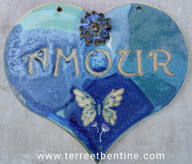 CŒUR "Amour" en gres