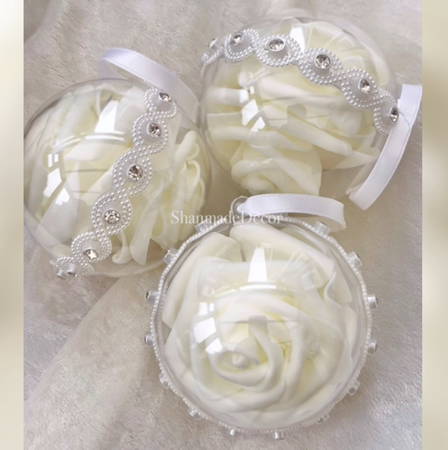 Cream Rose Bauble Ornament Keepsake 