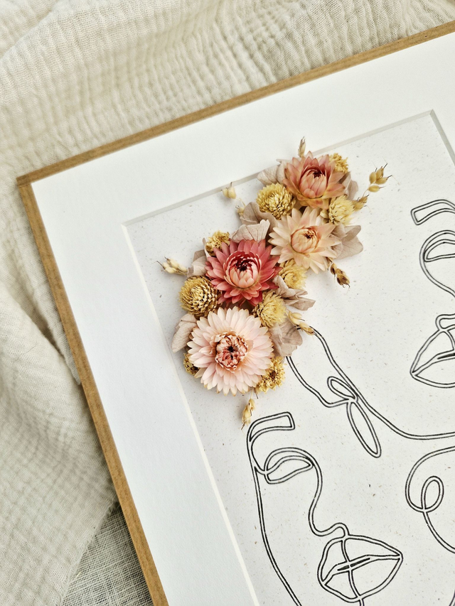 Cadre fleuri - Transmission Rose pastel