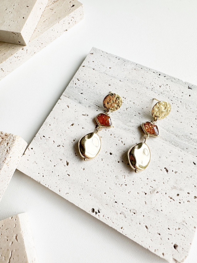 Boucles d&#039;oreilles Renée | Ambré et or