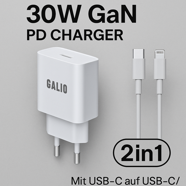 🔌 30W GaN PD Charger + Kabel (GALIO deluxe)