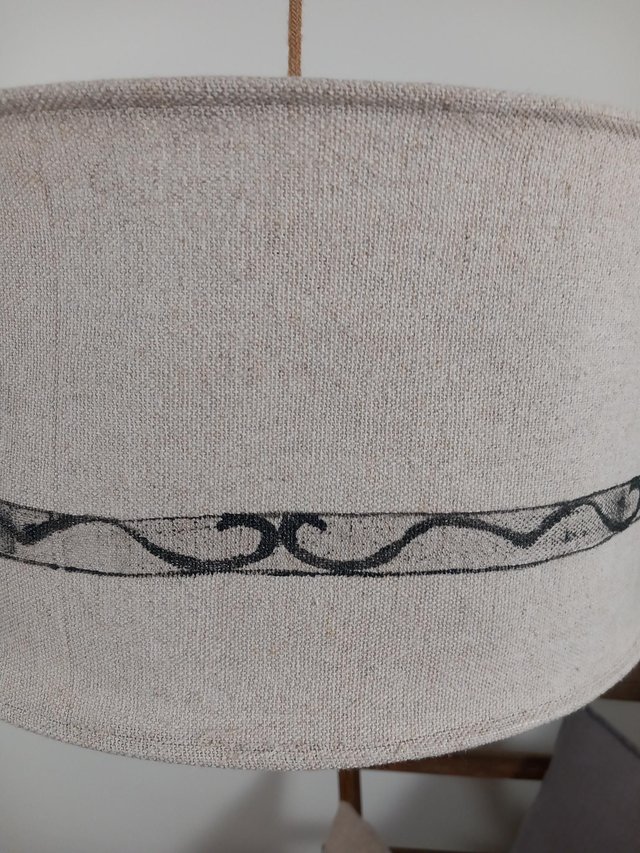 Abat-jour en chanvre peint à la main- Suspension diamètre 45 cm