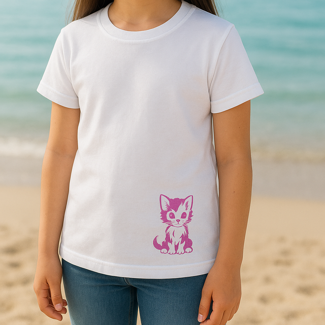 Maglietta "Gattino" per bimba/bimbo dipinta a mano dai ragazzi di Nisida