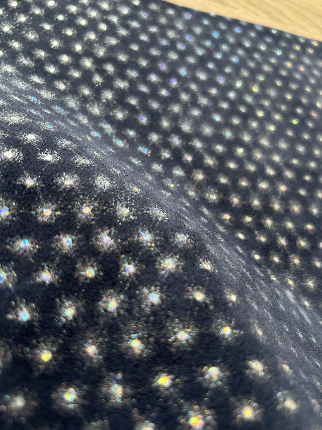 Chute de cuir bleu marine argenté pailleté- 25x24cm (A4)