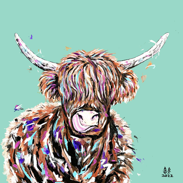 X4 Prints - Fergus the Highland Coo 8"x8" (£7.50 a unit)
