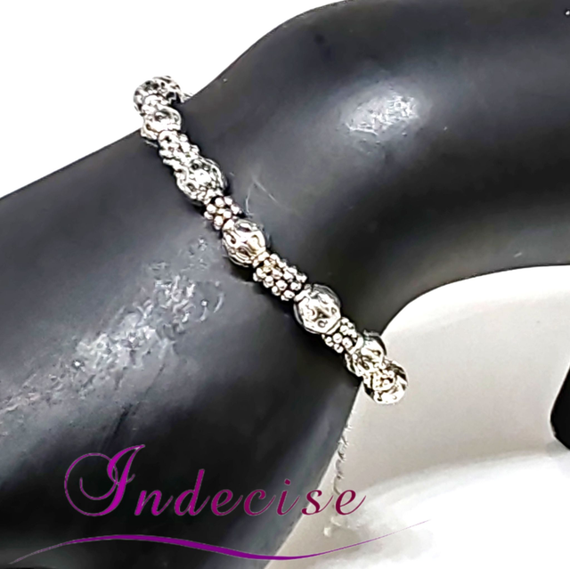 Bracelet style tibétain ajustable couleur argent