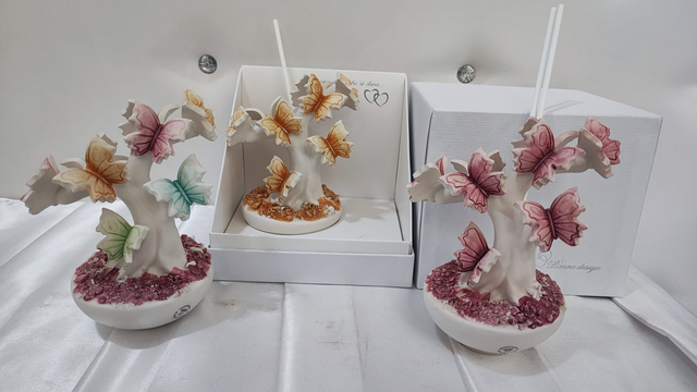 Bonsai profumatore con farfalle in ceramica 