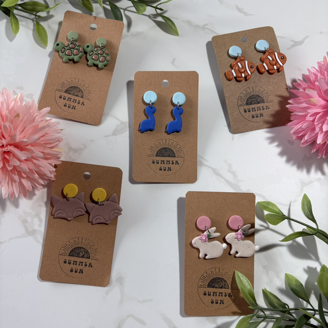 Handmade Animals and Dinosaurs Clay Earrings