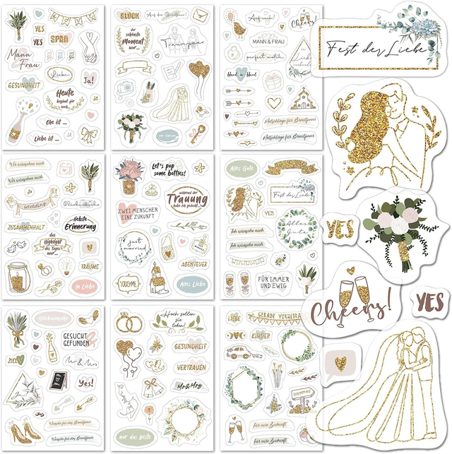 Transparente Sticker Hochzeit Gästebuch (180 Motive)