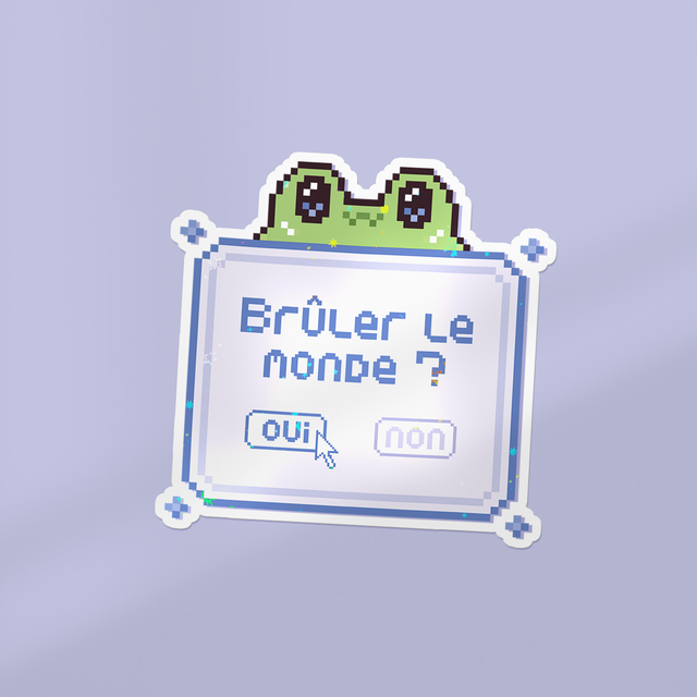 Sticker lamination holographique BRÛLER LE MONDE