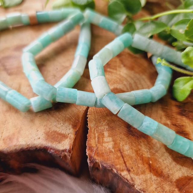 Amazonite cylindrical 6mm beaded bracelet 