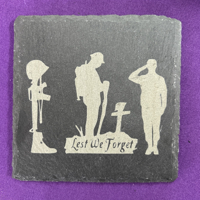 Lest We Forget memorial slate coaster