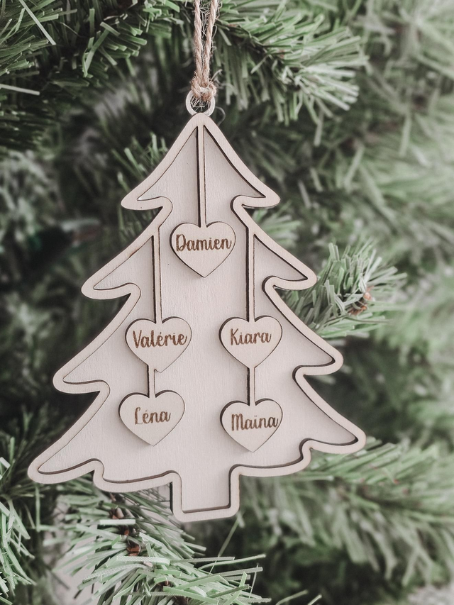 Boule de Noël famille en bois