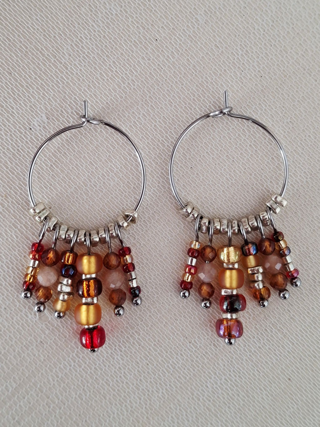 Créoles Osiris - brun orangé argenté