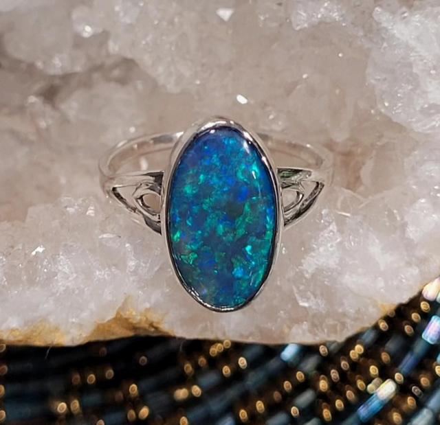 Bague Opale Australienne Mintabie 