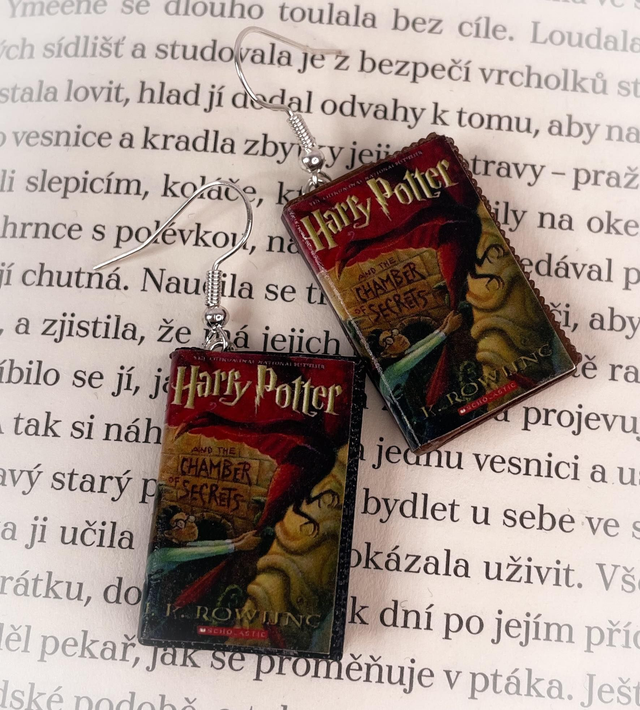 Náušnice mini knížky HP Tajemná komnata