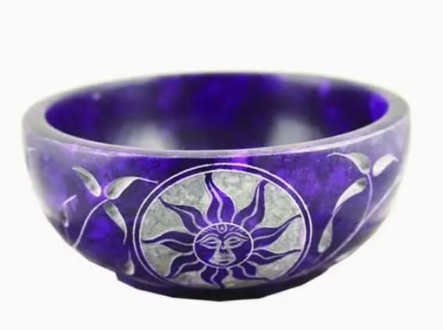 Vuolukivinen tahrakulho  Purple Sun