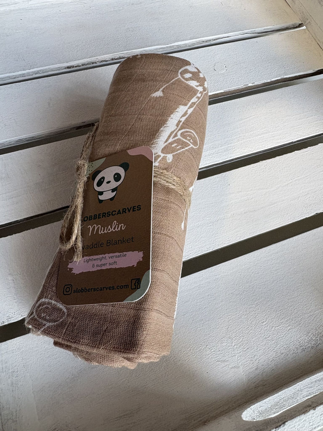 Mocha Giraffes Bamboo Muslin Swaddle Blanket 