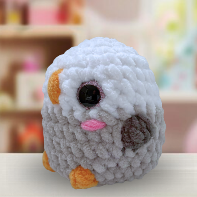 Crochet Chenille Bird Friend, Seagull, Ukca tested