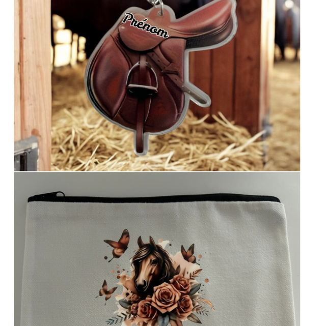 Coffret à personnaliser porte-clés et trousse avec DTF chevaux