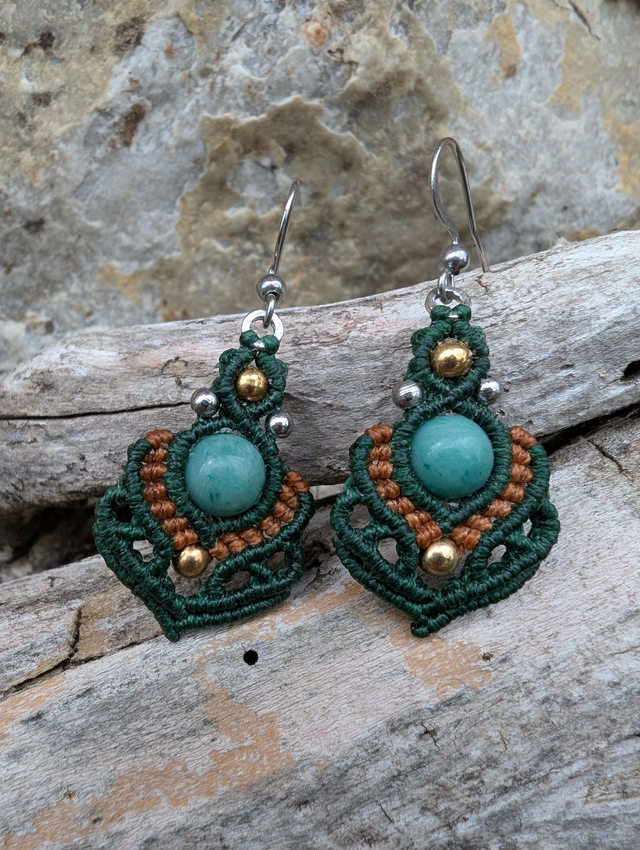 Boucles "Mademoiselle" vert/brun