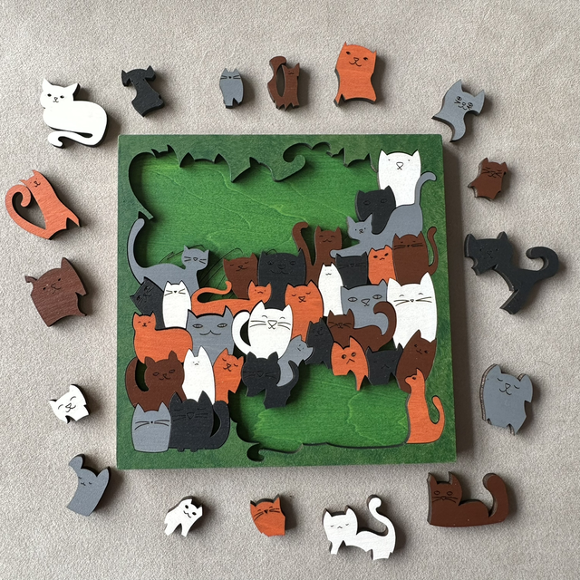 50 Cats Wooden Jigsaw Puzzle