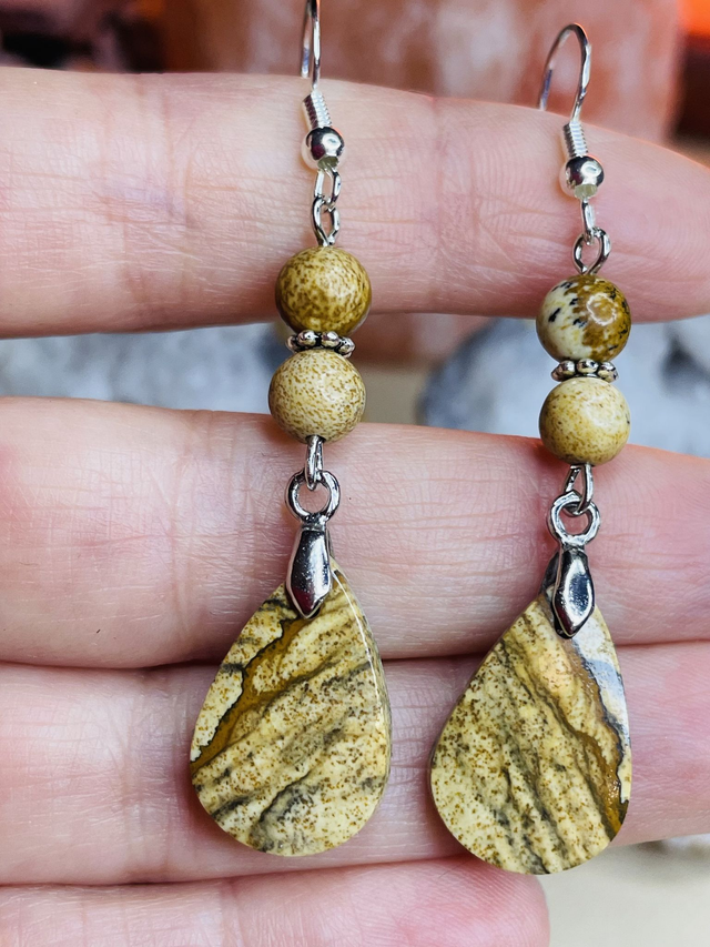 Boucles d'oreilles en JASPE PAYSAGE
